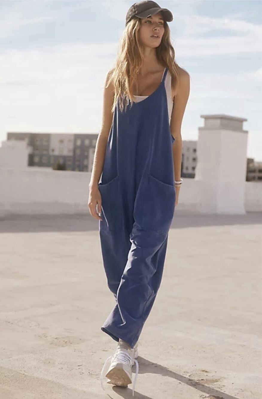 FP Movement Hot Shot One Piece Blue Slouchy Jumpsuit Large OB1105479